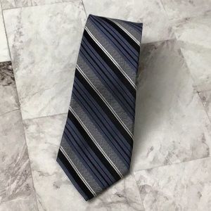 DKNY Silk Stripe tie in blue grey black Necktie